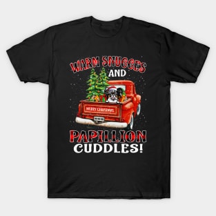 Warm Snuggles And Papillion Cuddles Truck Tree Christmas Gift T-Shirt